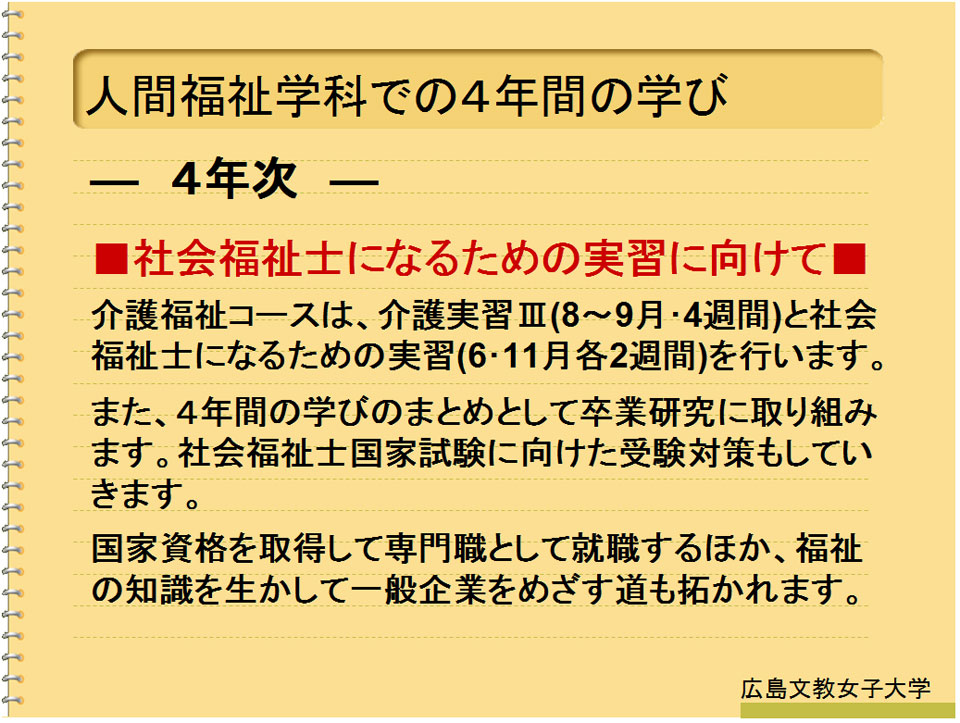 広島文教大学 人間科学部人間福祉学科介護福祉コース